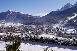 Herrliches Panorama in das Skigebiet Drei Zinnen Dolomiten